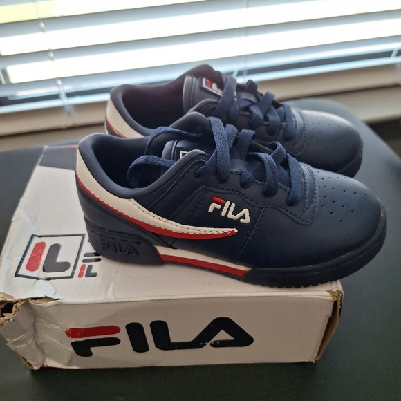 FILA Kids Original Fitness Sneakers Size 12.5 Navy Blue Red - Picture 4 of 11